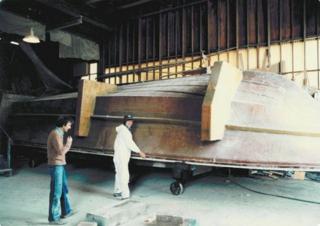 Mold complete with box frames capping the hull mold. Ready to be rolled out of the shop